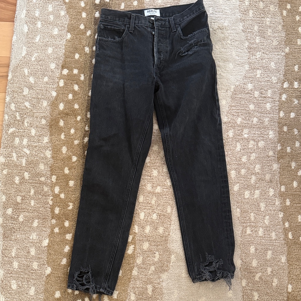 Agolde Black Distressed Women Jeans